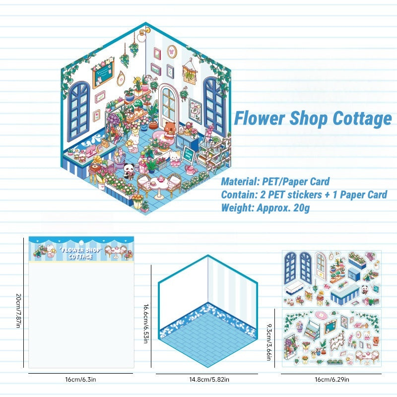 3D Miniature Building Sticker Set|Charming Scenes to Create|Relaxing Craft for All Ages
