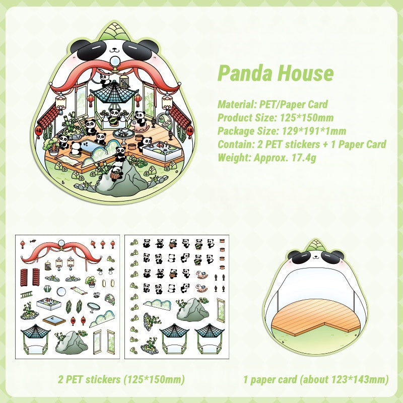 3D Panda & Pet-Themed Sticker Set|Whimsical Miniature Scenes|Relaxing DIY Craft
