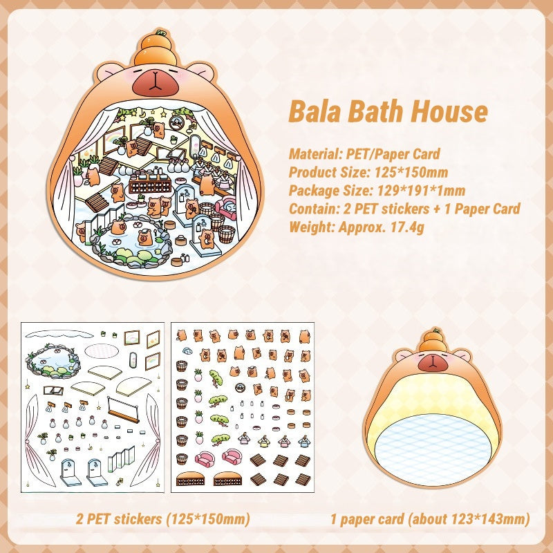 3D Panda & Pet-Themed Sticker Set|Whimsical Miniature Scenes|Relaxing DIY Craft