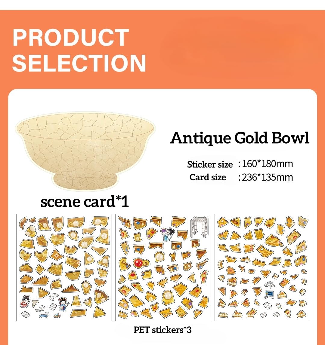3D Sticker Scenes Plus Size Antique Restoration Sticker Set|Stress-Relief DIY Craft|Therapeutic Time Companion