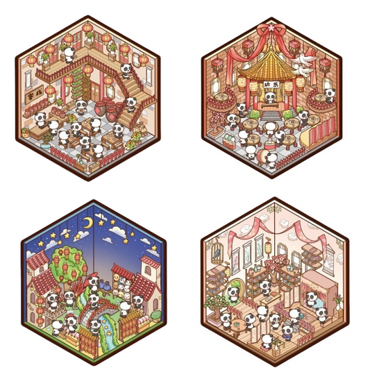 3D Panda & Pet-Themed Sticker Set｜Whimsical Miniature Scenes｜Relaxing DIY Craft