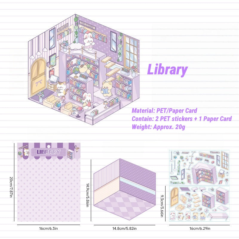3D Miniature Building Sticker Set｜Charming Scenes to Create｜Relaxing Craft for All Ages