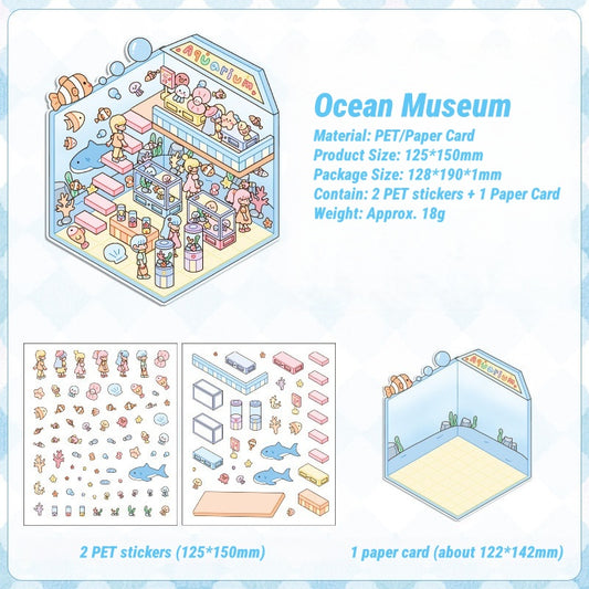 3D Miniature Building Sticker Set｜Charming Scenes to Create｜Relaxing Craft for All Ages