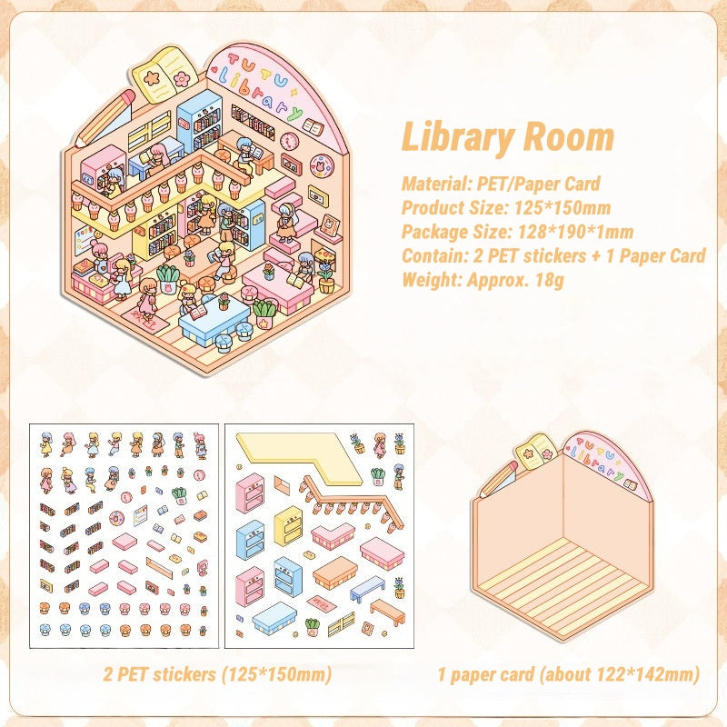 3D Miniature Building Sticker Set｜Charming Scenes to Create｜Relaxing Craft for All Ages
