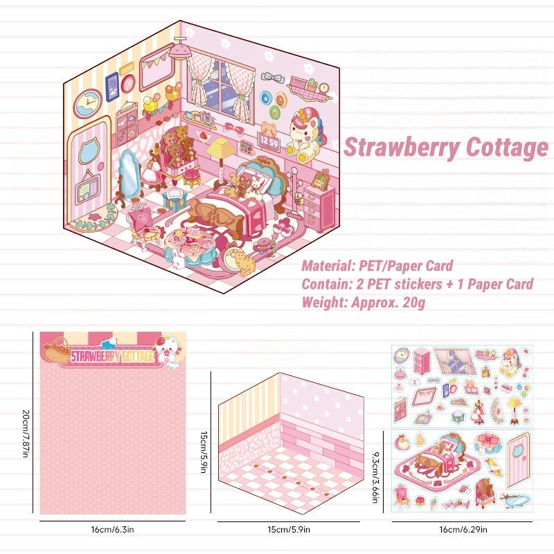 3D Miniature Building Sticker Set｜Charming Scenes to Create｜Relaxing Craft for All Ages