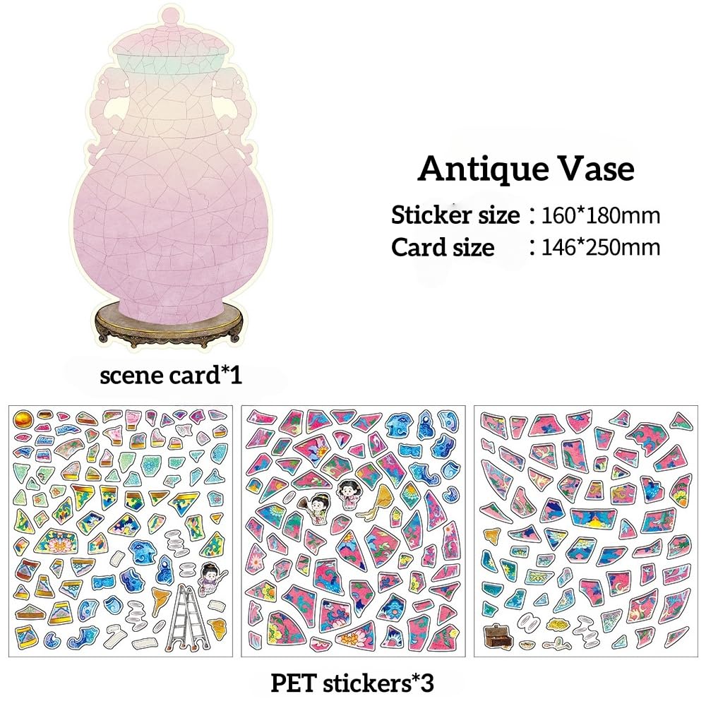 3D Sticker Scenes Plus Size Antique Restoration Sticker Set｜Stress-Relief DIY Craft｜Therapeutic Time Companion